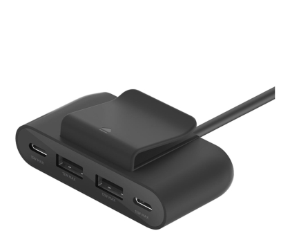 Hub USB BELKIN Ładowarka 4-portowa 2x USB-C 2xA do 30W czarna BUZ001bt2MBKB7